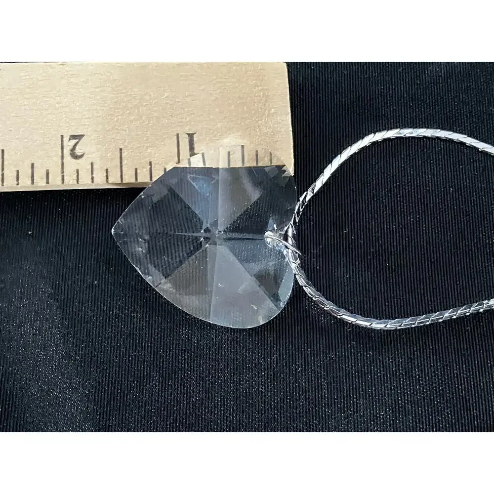 Monet Faceted Crystal Heart Pendant Necklace Silver Tone Vintage Style